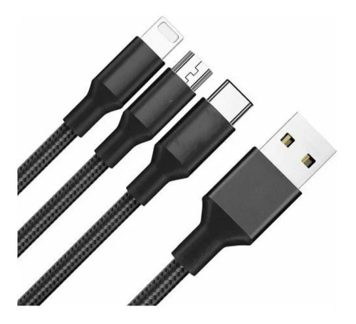 Cabo Triplo Micro Usb & iPhone S10 Type C 1m Preto Orico