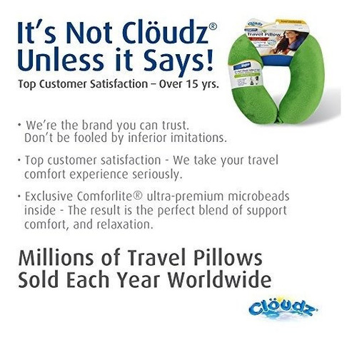 Almohada Cervical Cloudz Microbead Travel, Color Negro