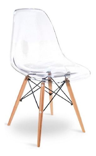 Cadeira Charles Eames Wood Design Eiffel Transparente