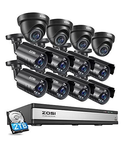 Zosi 16ch 1080p Sistema De Cámara De Seguridad Con 2tb Disco