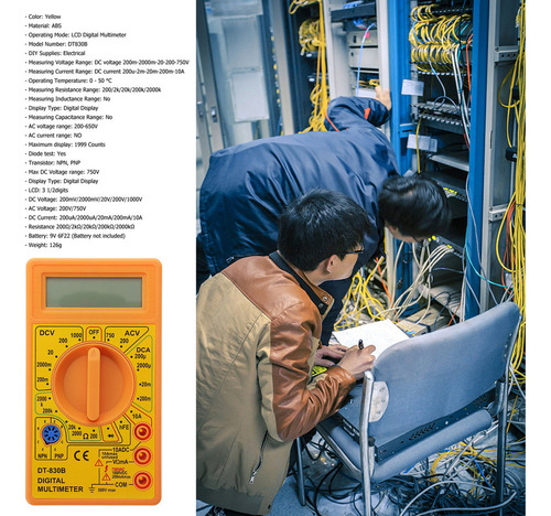 Multímetro Digital Lcd Amarillo Dt-830b Probador Eléctrico