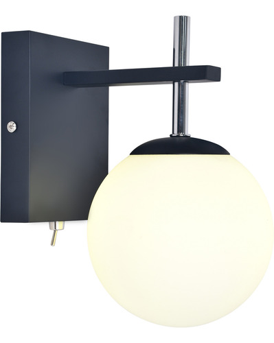Aplique Fiore 1 Luz Pared - Ideal Dormitorio, Baño Y Living Estructura Negro Mate