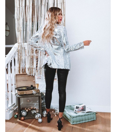 Chaquetas De Mujer Moda Lentejuelas Solapa Fiesta Casual
