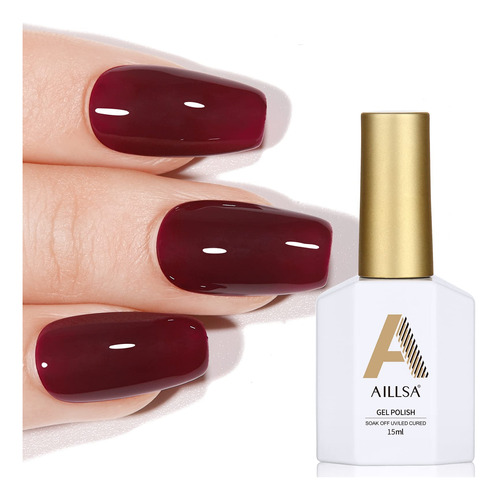 Aillsa Esmalte De Uas De Gel Color Burdeos, 0.5 Onzas Lquida