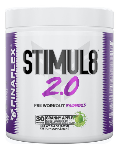 Finaflex Stimul8 2.0 Preentrenamiento, Granny Apple, Ofrece