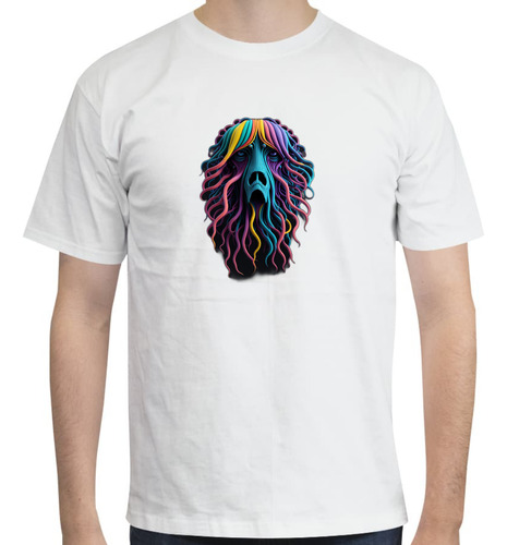 Playera Tiras De Color - Rostro Surrealista - Moda