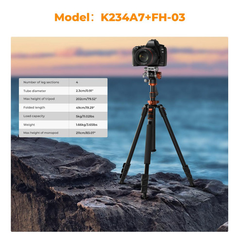 Tripode K&f Concept Kf09.136 - K234a7+fh-03