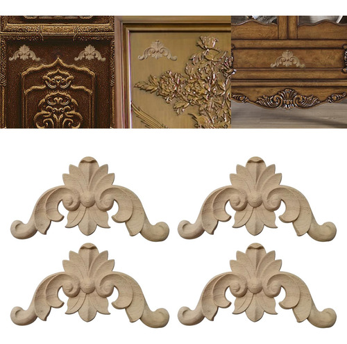 2 X 4x Apliques De Madera Calcomanías De Esquina Adorno
