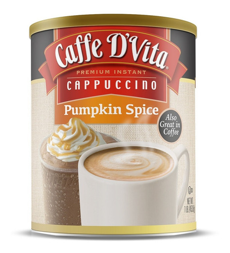 Pumpkin Spice Cappuccino Caffe D'vita Polvo Importado 453grs