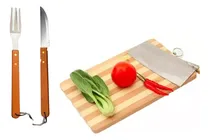 Comprar Cuchillo Tenedor Y Tabla Para Picar Kit Para Asado