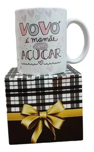 Caneca Avó Vó Vovó É Mãe Com Açúcar Presente Dia Das Avós