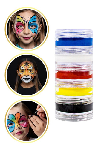 Kit Pintura De Rosto Make 5 Cores Tinta Criança Arte Make