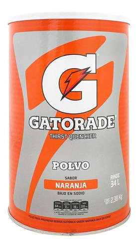 Gatorade En Polvo Sabor Naranja 2.38kg Rinde 34 L
