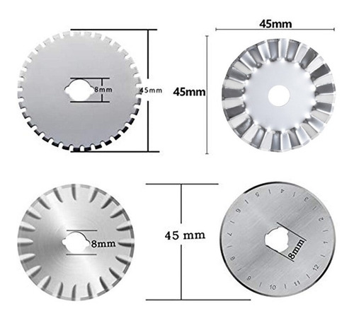 Imagen 6 de 7 de 6 Repuestos De Cuchillos Rotativos 45mm Acero Inoxidable