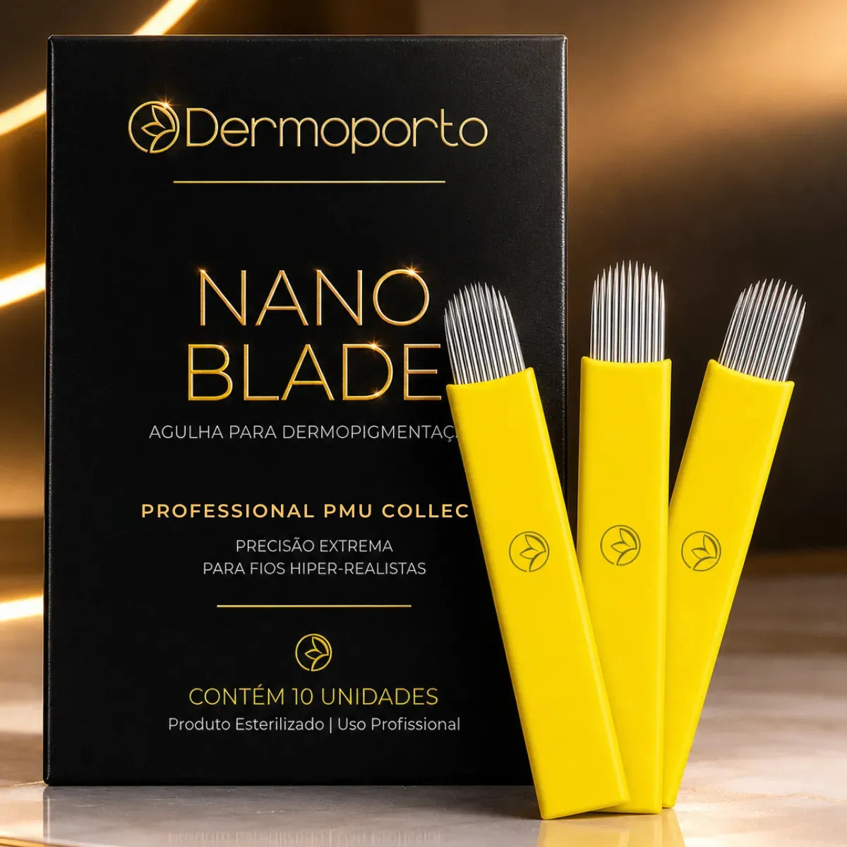10 Lâminas Tebori 12u Flex 0.15mm Dermoporto | Nano Blades | Agulhas Para Micropigmentação De Sobrancelhas Fio A Fio | Microblading | Nanoblading