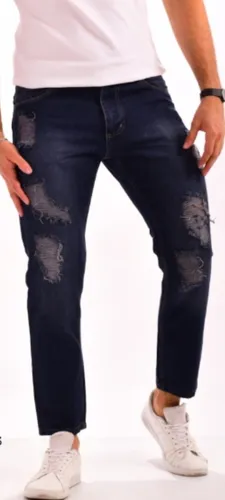 Jean Mom Plomo Con Roturas Hombre