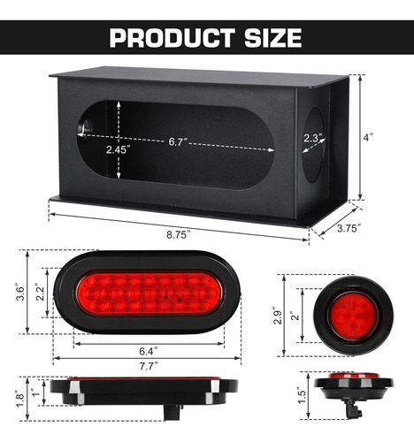 Wonenice 2pcs Steel Trailer Light Frames/boxes Kit, Includin