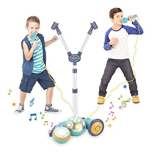 Máquina De Karaoke Para Niños Con Soporte Ajustable Y 2 Mic 