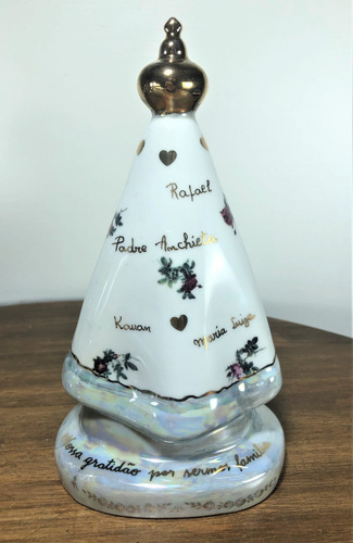 Imagem 2 de 6 de Imagem Nossa Sra Aparecida De Porcelana 22,5cm Personalizada