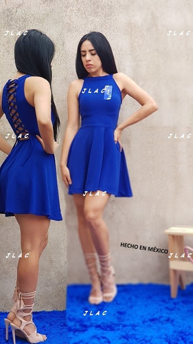 Vestido Azul Rey Espalda Agujeta Andreomys Envío Gratis | Envío gratis