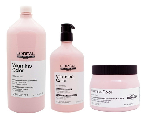 Kit Loreal Vitamino Color Shampoo + Acondicionador + Mascara