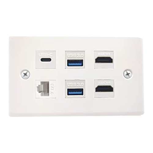 Hdmi Usb3.0 Cat Typec Wall Plate, 6 Port Outlet Wall Pl...