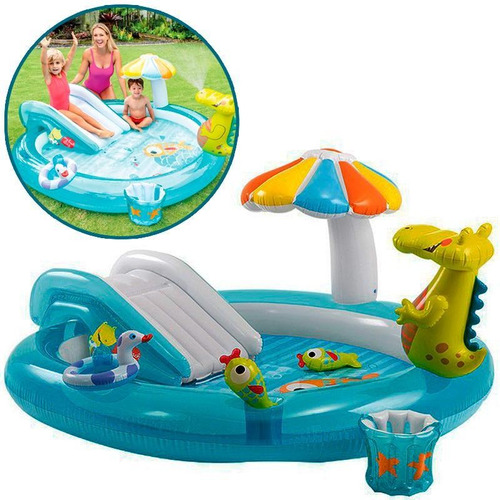 Piscina Inflável Infantil 160l Com Escorregador 57165 Intex