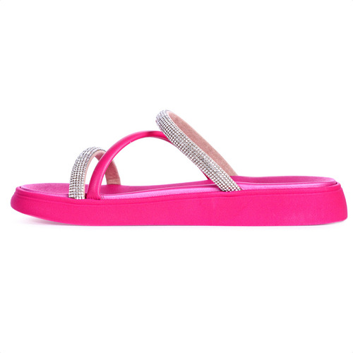 Sandália Chinelo Moleca Rosa Barbie Napa Com Strass