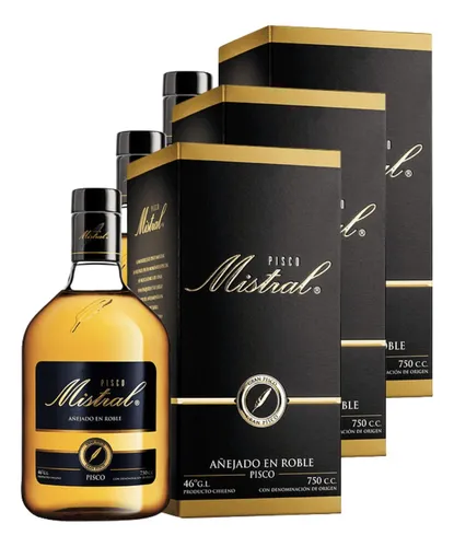 Pisco Mistral 46° 750 Ml Pack 3