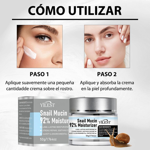 Snail Mucin 92% Moisturizer Daily Face Gel Cream Paquete De2