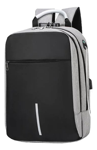 Mochila Phull Porta Notebook Anti-robo Con Candado Puerto Usb, Salida De Auriculares Y Banda Para El Carry-on, Color Gris