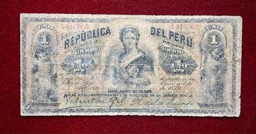 Billete 1 Sol Peru 1879 Pick 1 American Bank Note Company