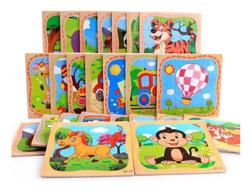 Pack X2 Rompecabezas Madera Didactico Niños Encastre Animal