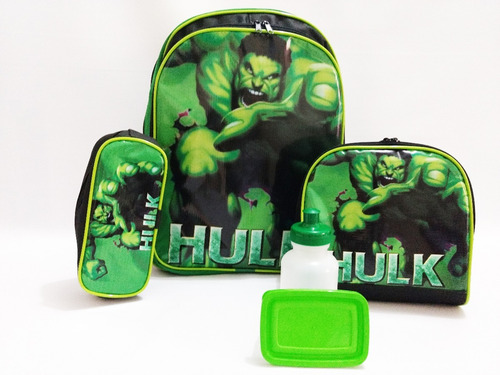Kit Mochila Hulk De Costas Infantil Vingadores Frete Gratis