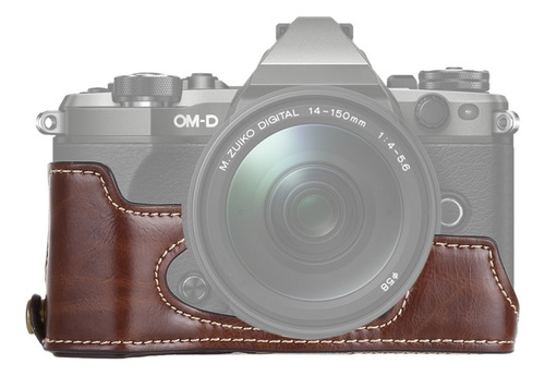 Coffee 1/4 Inch Thread Pu Half Case Base For Olympus Em5 Mar