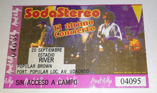 Entrada Recital Soda Stereo Último Concierto 20 Sept 1997 (Usado)