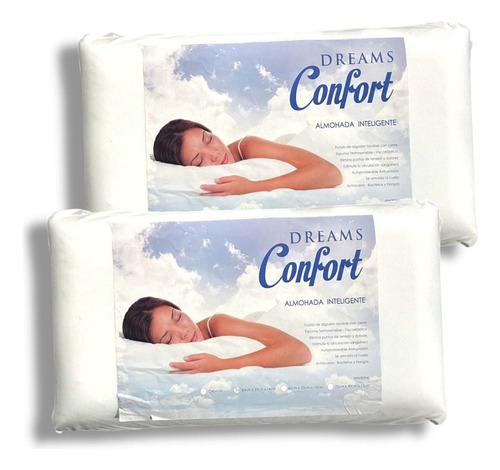 Set X 2 Almohadas Inteligente Viscolastica C/funda 63x34x14 Blanco