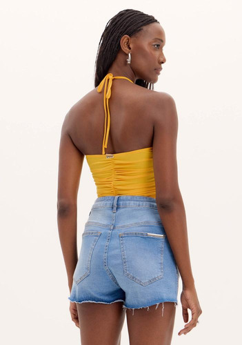 Cropped Drapeado Com Corrente Feminino Adulto Lança Perfume