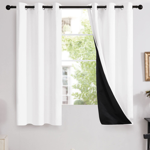 Cortinas Opacas Blancas Para Dormitorio, 2 Capas Gruesas