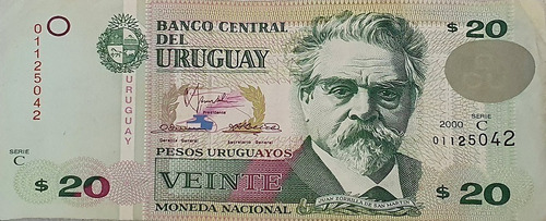 Billete De 20 Pesos Uruguay 2000 Impecable Estado 