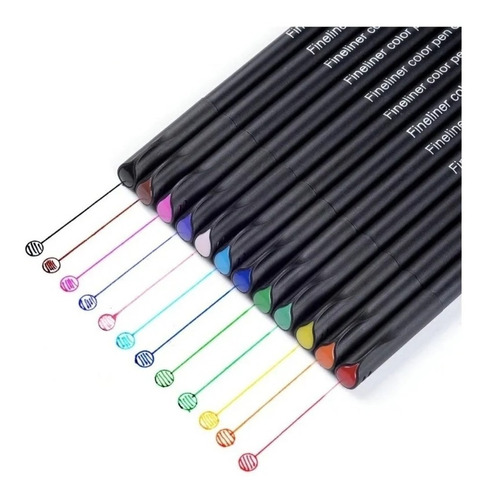 Lapices Tiralineas Fineliner 0,4mm 12 Colores Punta Fina