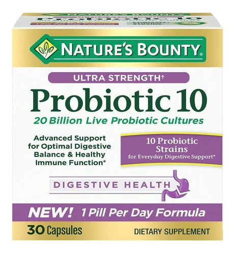 Nature's Bounty Extra Fuerte Probiotic 10 Salud Digestiva