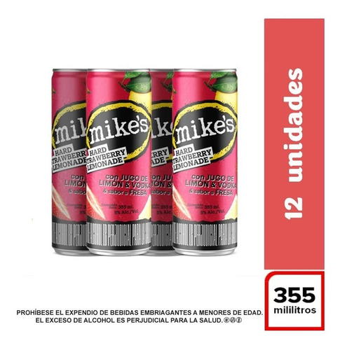 Mikes Hard Lemonade Fresa X12un - mL a $14
