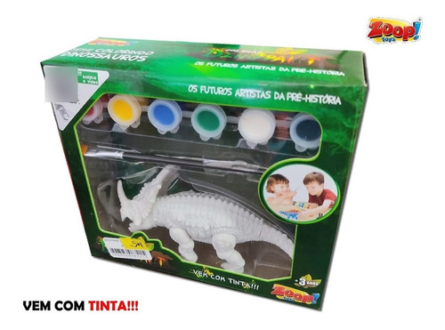 Dinossauro Triceratops Paint Com Tinta E Pincel Zoop Toys