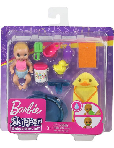 Barbie Skipper Babysitters Bebé Hora Del Baño (cambio Color)