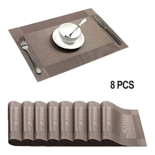 Set De 8 Piezas Individuales, Tapete, Pvc, Mesa, Comedor, La