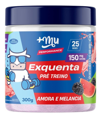 Suplemento Em Pó Exquenta Muke Pré Treino Amora e Melancia 300g +Mu