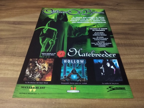 (pd254) Publicidad Children Of Bodom * Hatebreeder * 1999