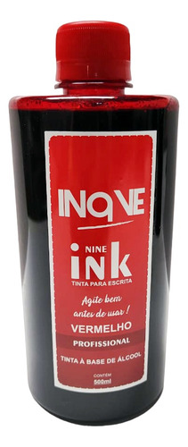 Tinta Para Cartaz Nine Ink - Cor Vermelha - Frasco 500ml.