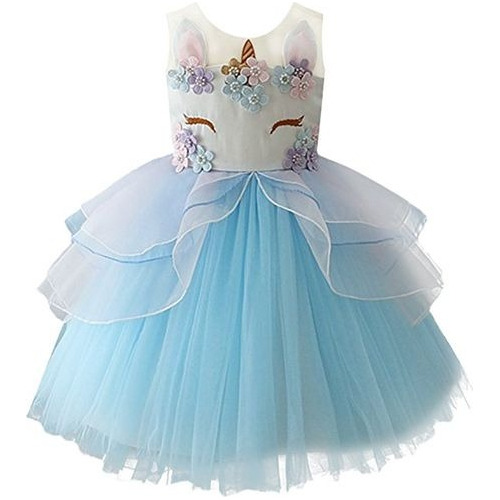 Vestido De Princesa De Fiesta De Unicornio Elegante De Niñas